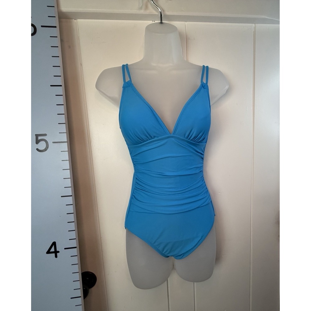 NWT SHADE & SHORE 1 pc Swimsuit Women XS 0-2 Blue Full Seat Coverage Beach
